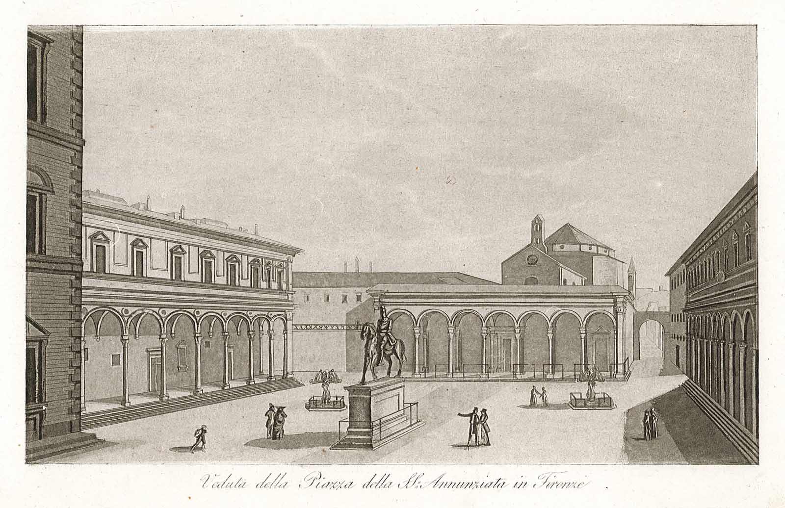 Veduta della Piazza della SS. Annunziata in Firenze