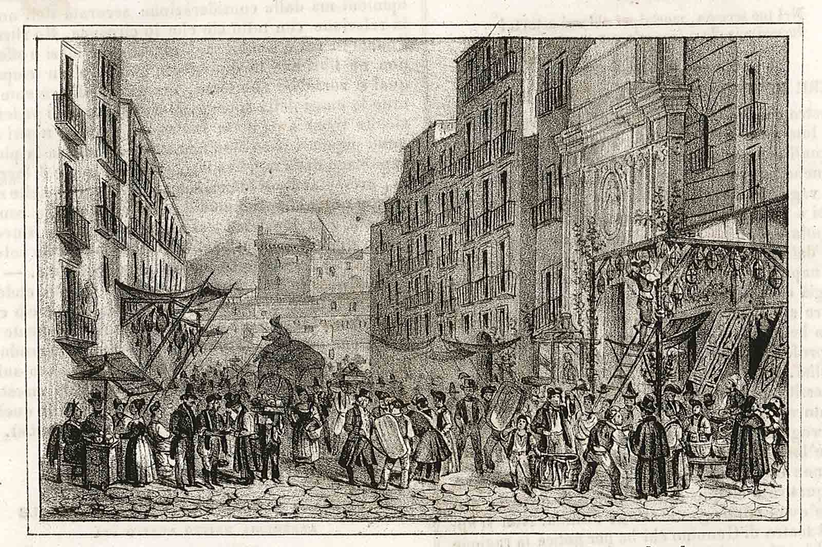 Veduta della piazza di S. Brigida nella Vigilia di Natale