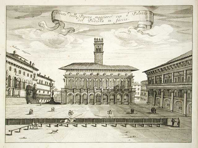 Veduta della Piazza maggiore con il Palazzo del Podestà in …