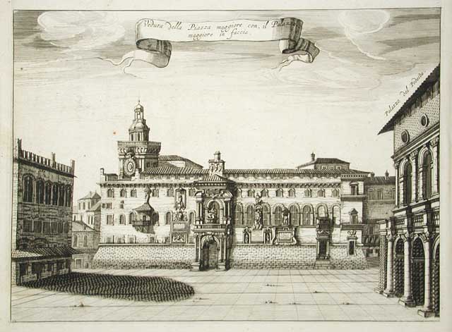 Veduta della Piazza Maggiore con il Palazzo maggiore in faccia