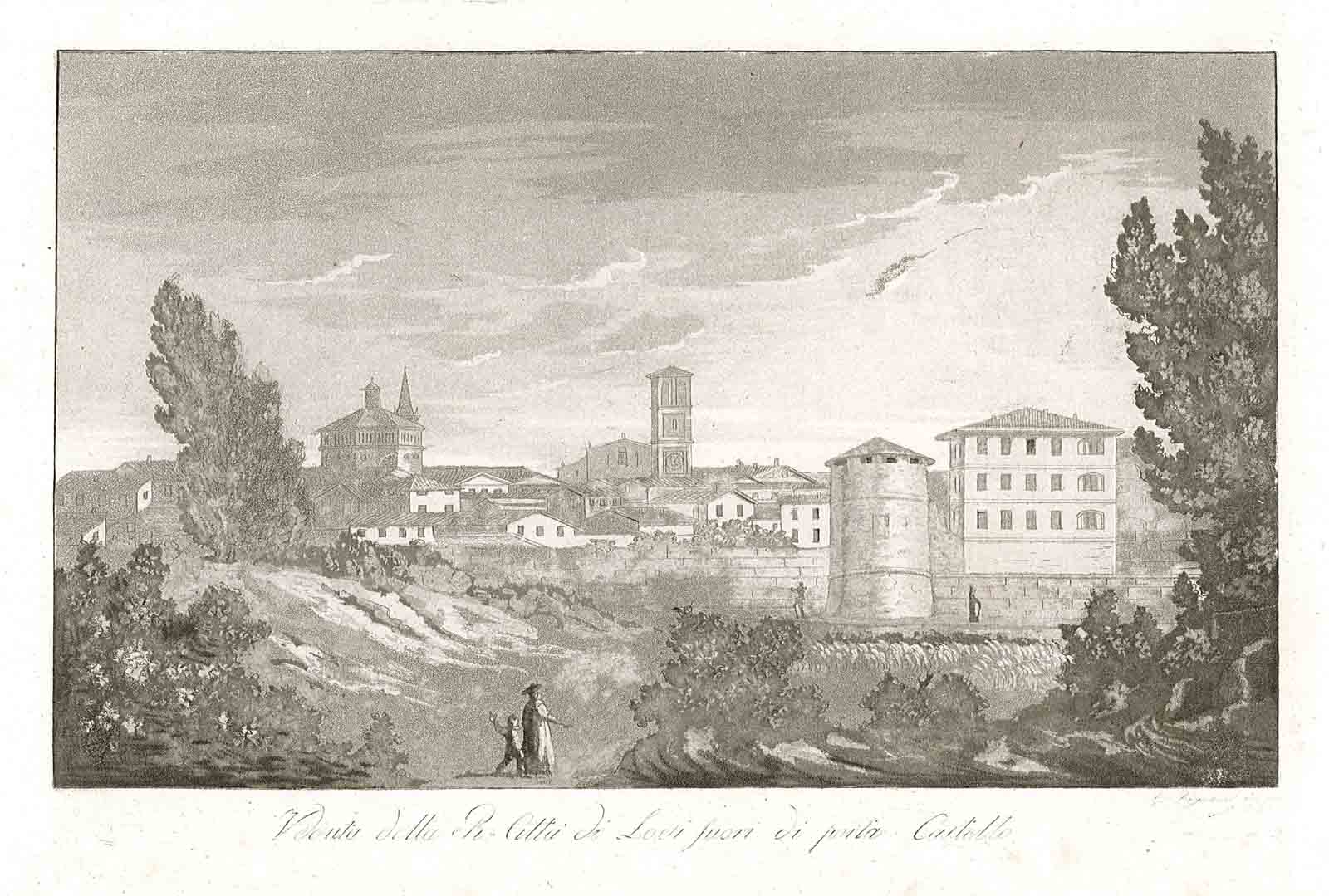 Veduta della R. Città di Lodi fuori di porta Castello