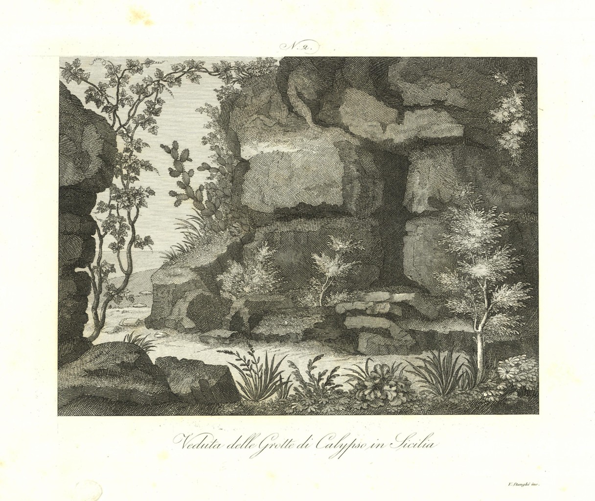 Veduta delle Grotte di Calypso in Sicilia