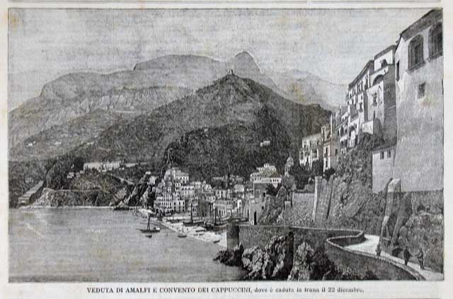 Veduta di Amalfi e convento dei Cappuccini, dove è caduta …