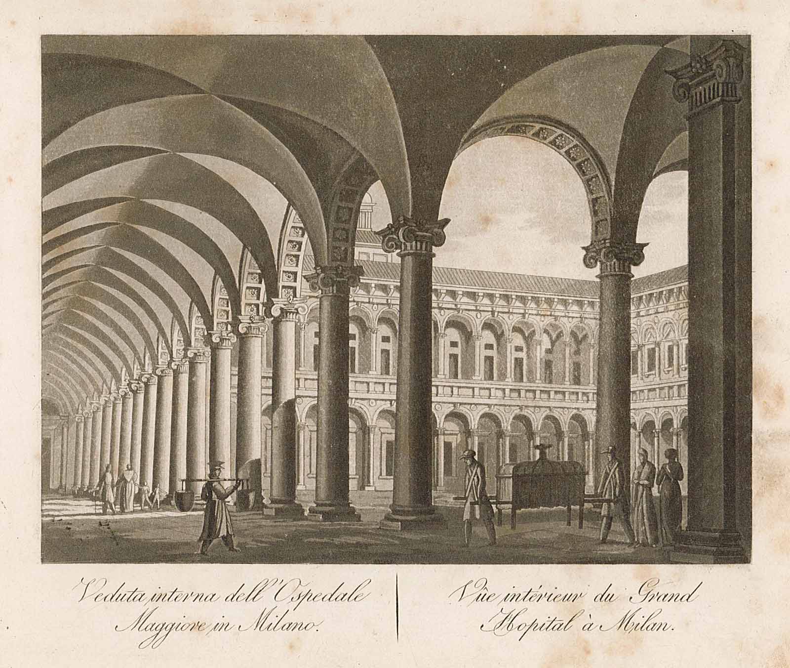 Veduta interna dell'Ospedale Maggiore in Milano