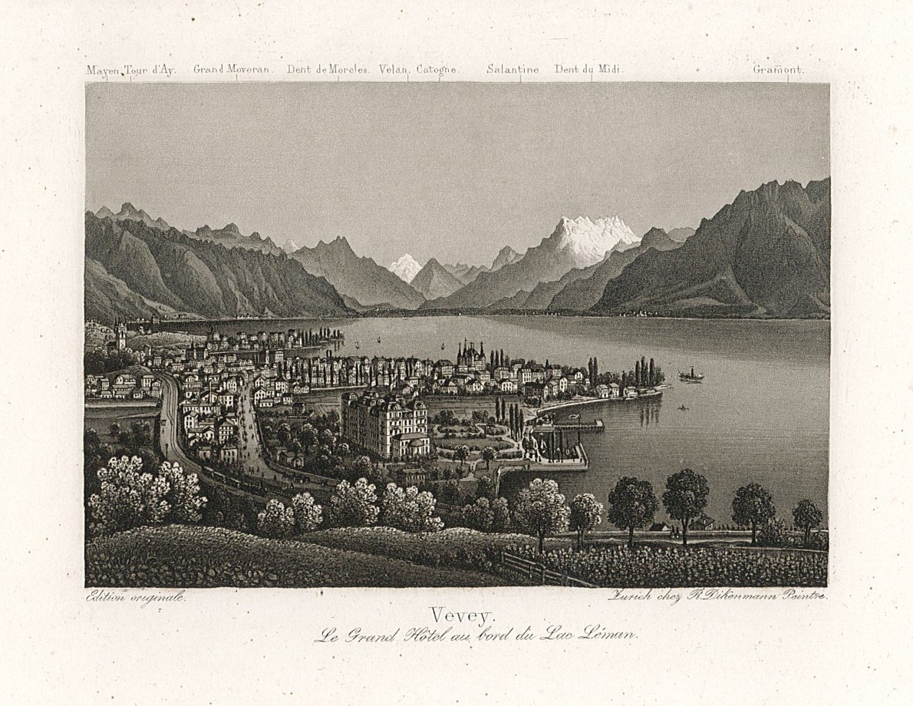 Vevey Le grand Hotel au bord de Lac Lèman