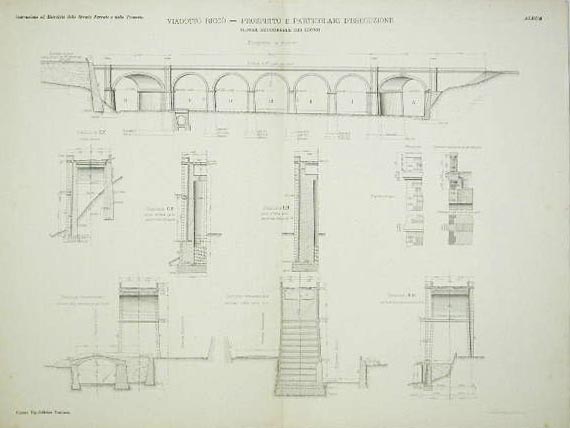 Viadotto Riccò - Prospetto e Particolari d'esecuzione