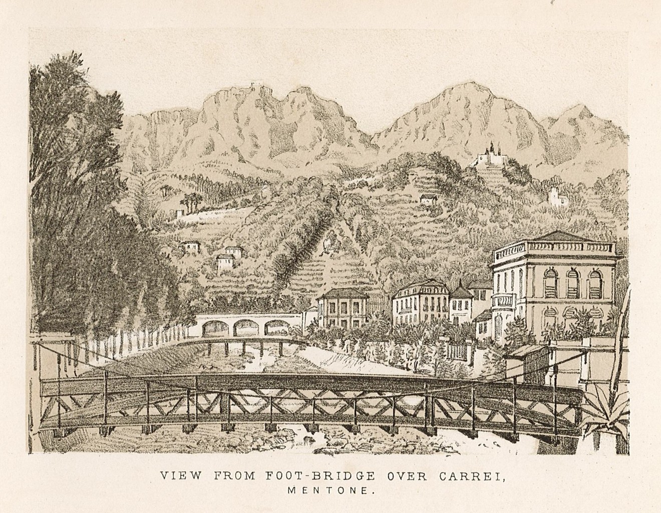 View from Foot-Bridge over Carrei, Mentone