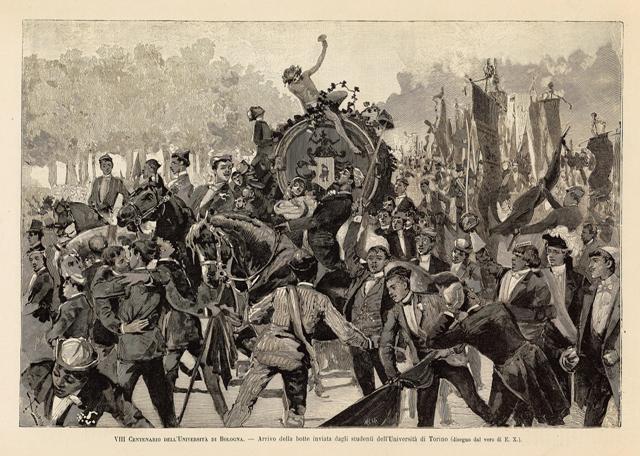 VIII Centenario dell’Università di Bologna / Arrivo della botte inviata …