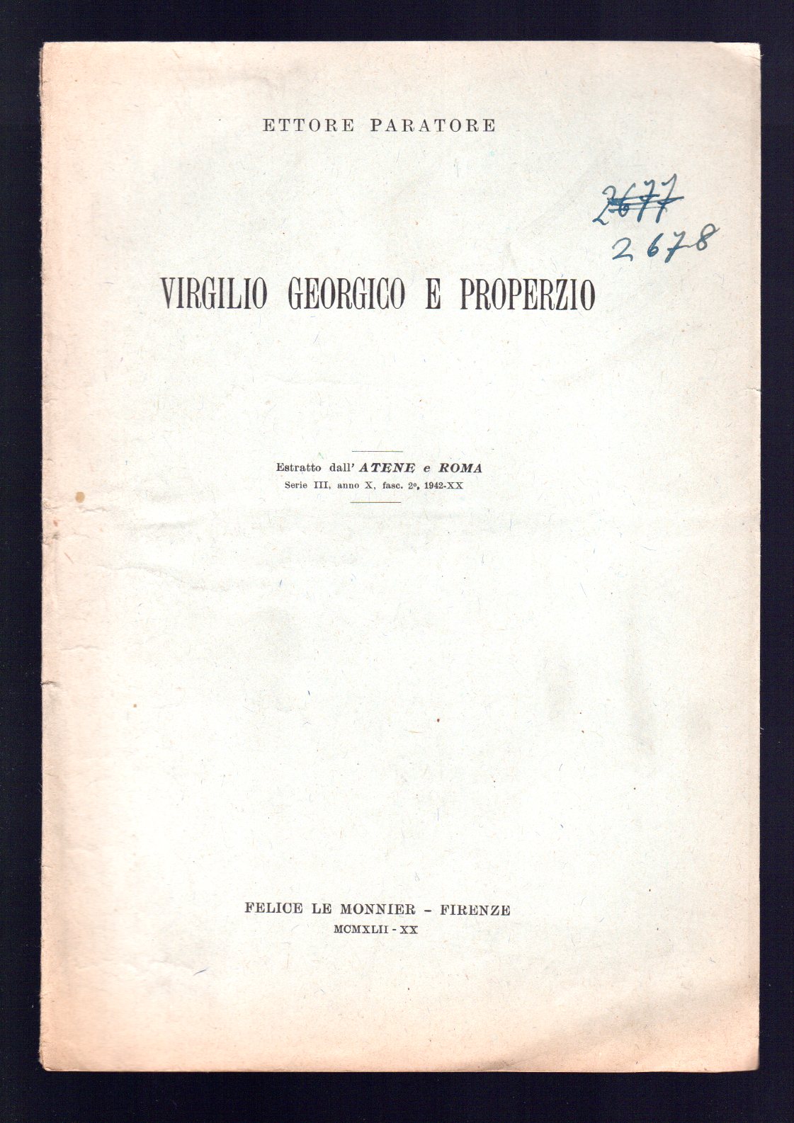 Virgilio Georgico e Properzio