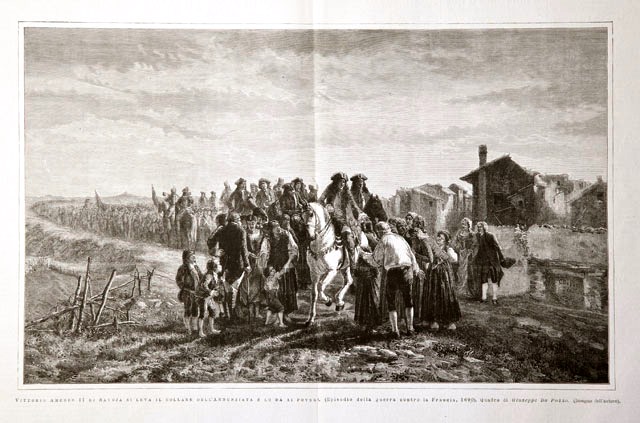 Vittorio Amedeo II di Savoja si leva il collare dell’Annunziata …