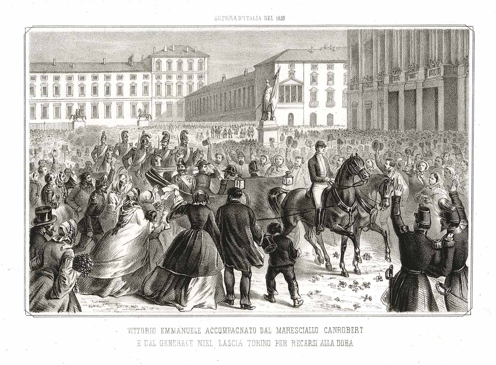 Vittorio Emmanuele accompagnato dal Maresciallo Canrobert e dal Generale Niel …