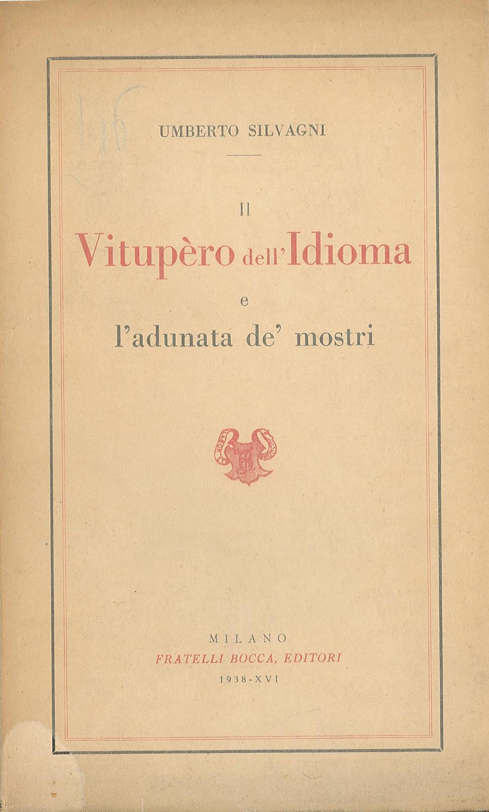 Vitupero dell'Idioma e l'adunata de' mostri