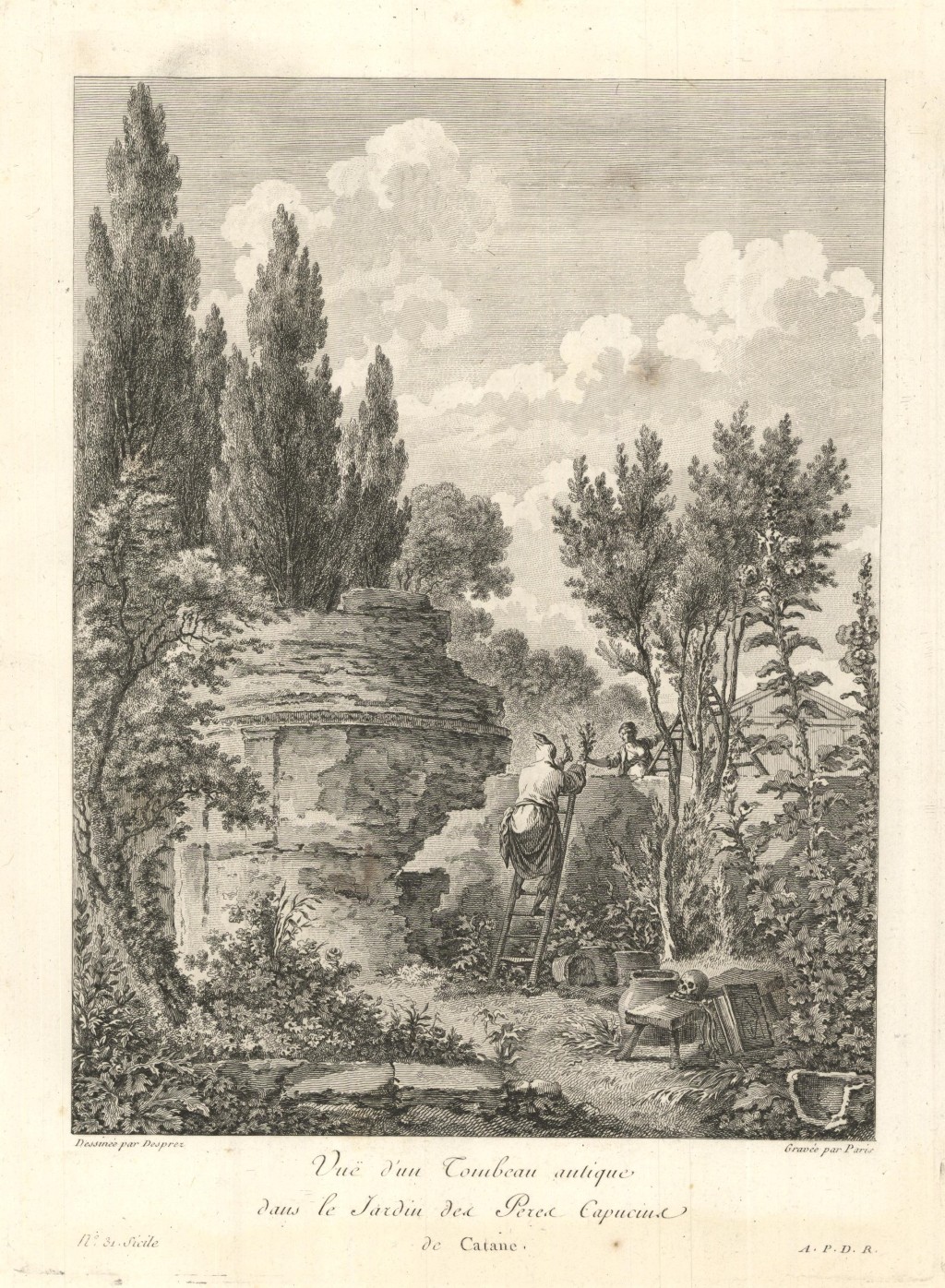 Vue d'un Tombeau antique dans le Jardin des Peres Capucins …