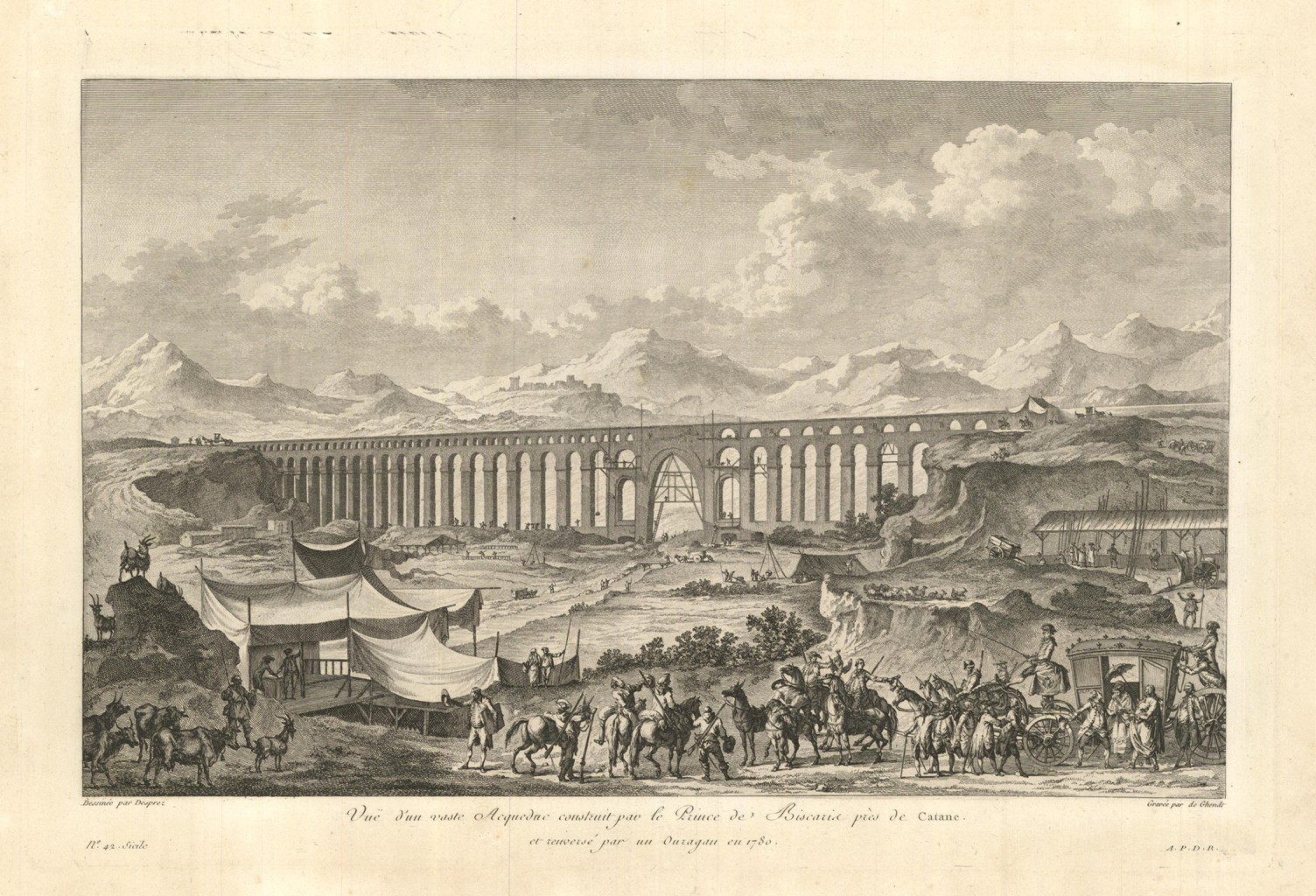 Vue d'un Vaste Acqueduc construit par le Prince de Biscaris …
