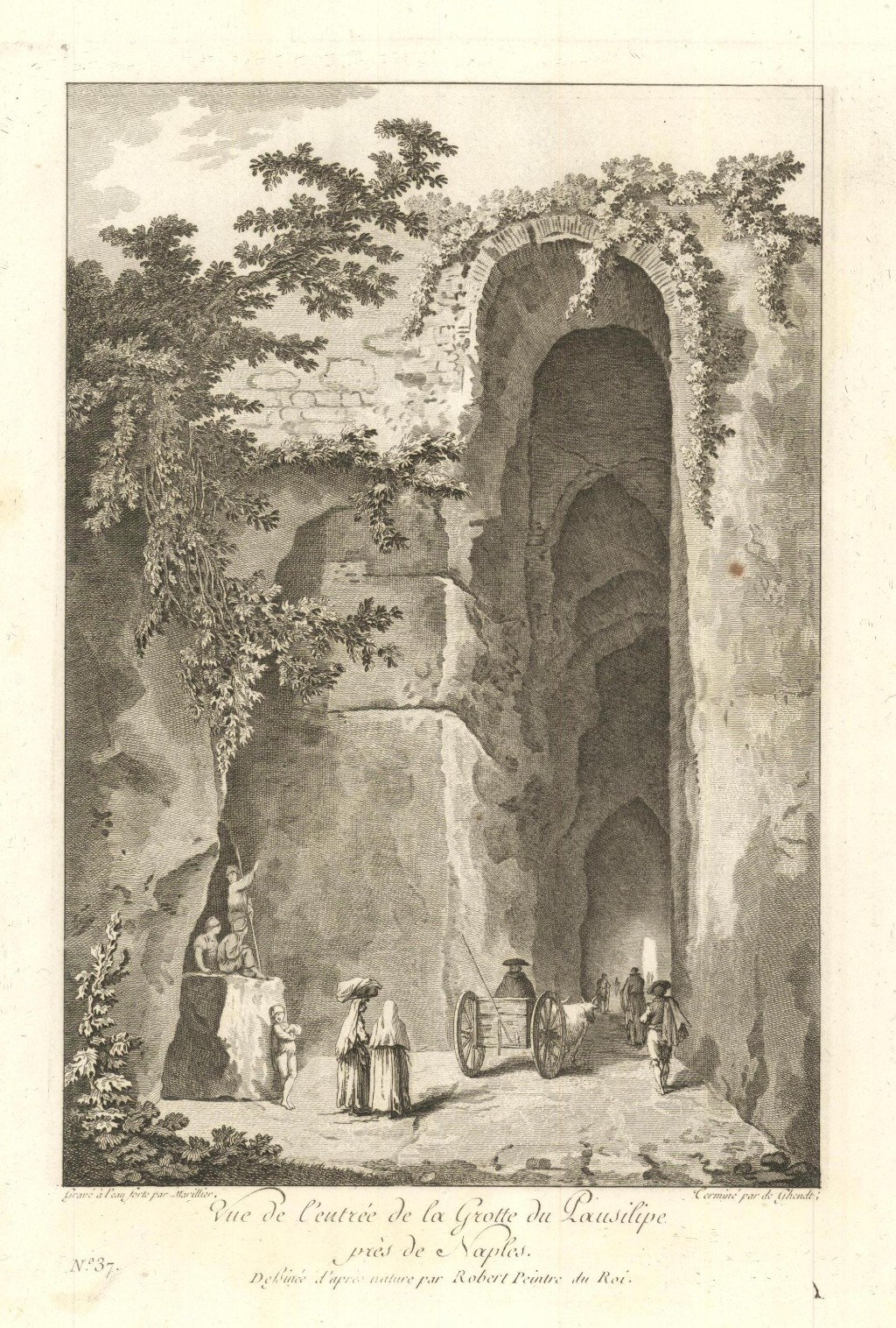 Vue de l'entrée de la Grotte de Pausilippe près de …