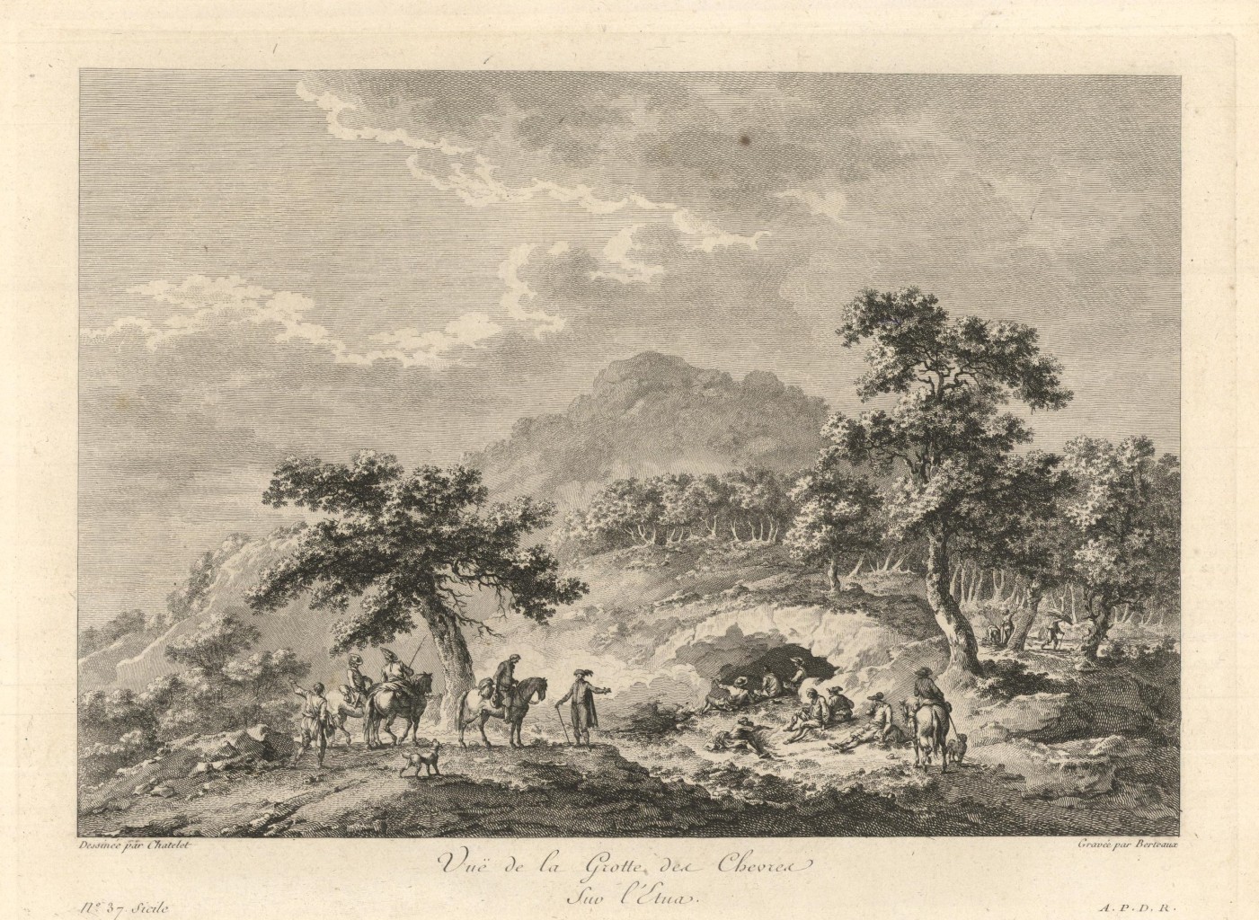 Vue de la Grotte des Chevres sur l'Etna