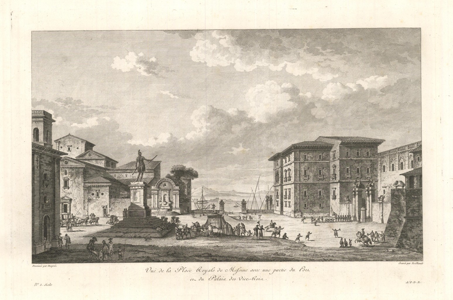 Vue de la Place Royale de Messine avec une partie …