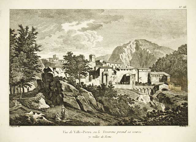 Vue de la Valle-Pietra, ou le Teverone prend sa source, …