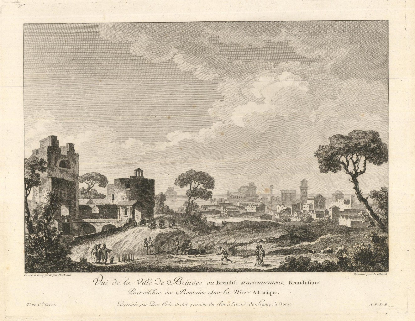 Vue de la Ville de Brindes ou Brendisi anciennement Brundusium …