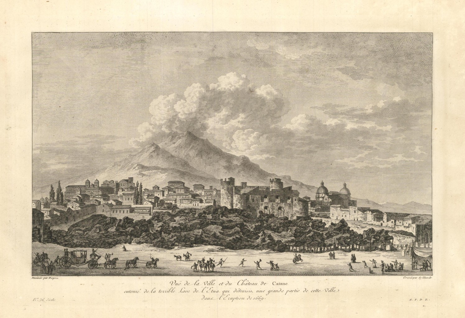 Vue de la Ville et du Chàtheau de Catane entouré …