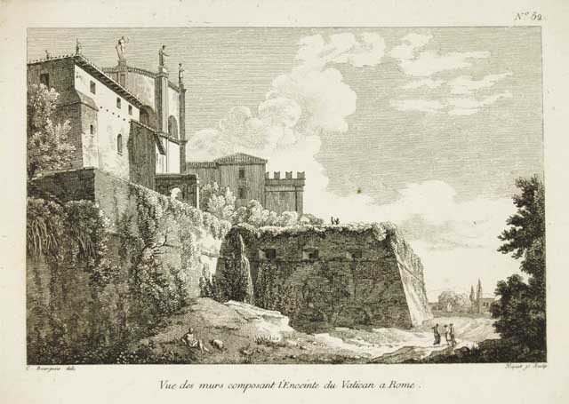 Vue de murs composant l'Enceinte du Vatican a Rome
