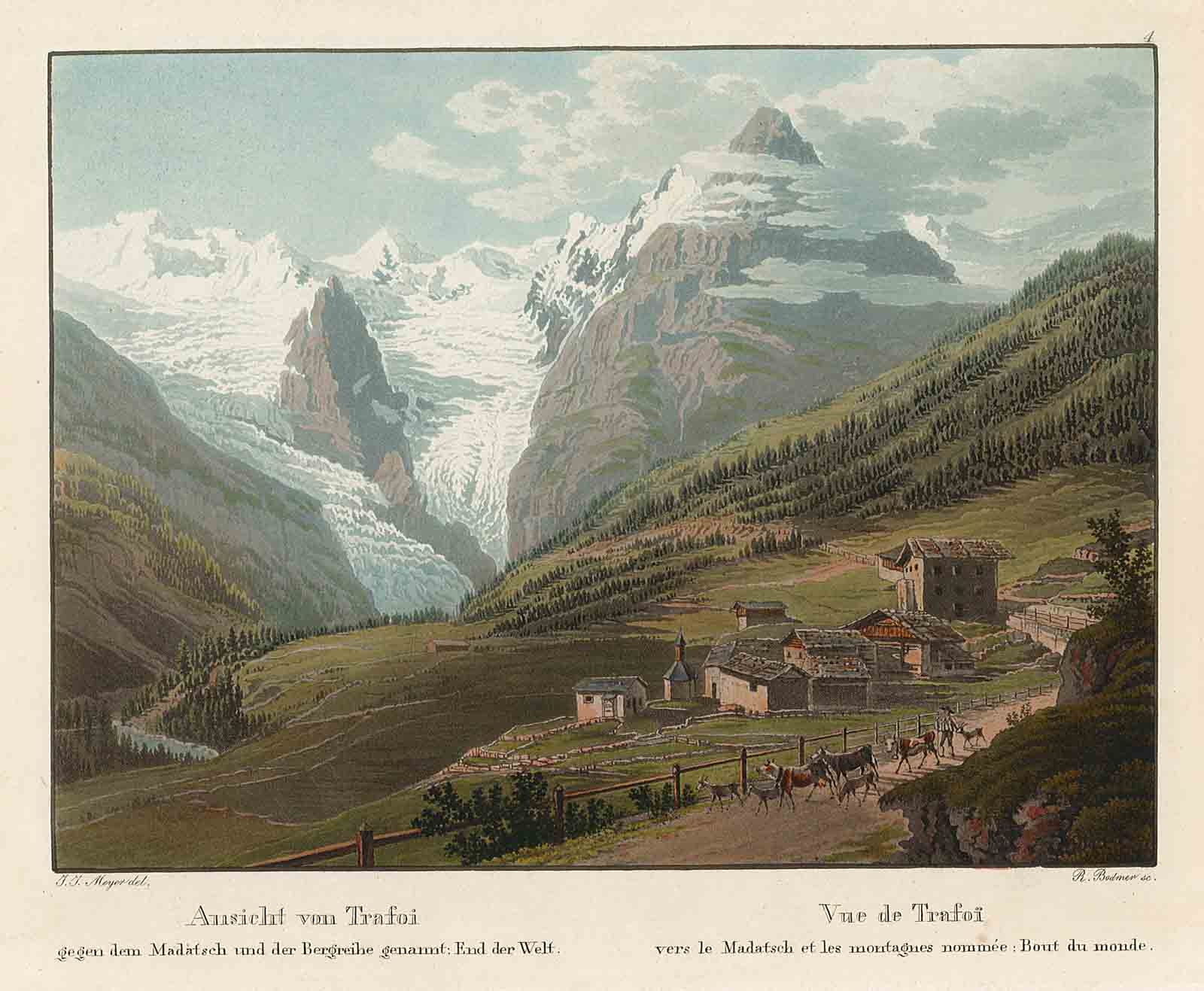 Vue de Trafoi vers le Madatsch et les montagnes nommée: …