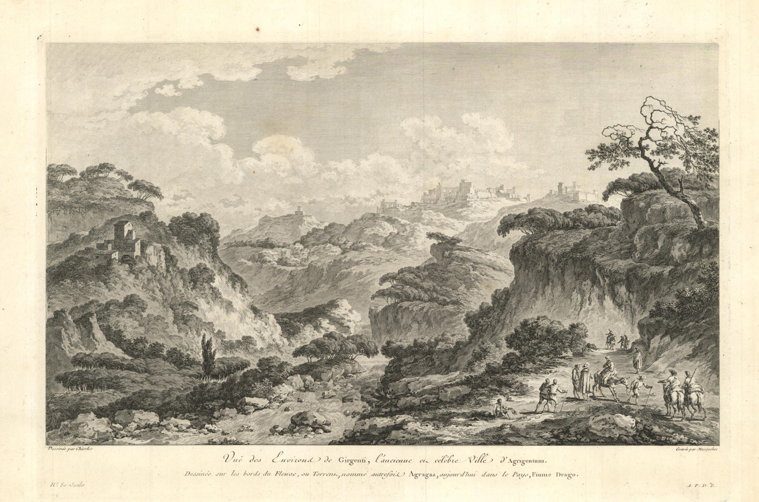 Vue des Environs de Girgenti l'ancienne et célèbre Ville d'Agrigentum …