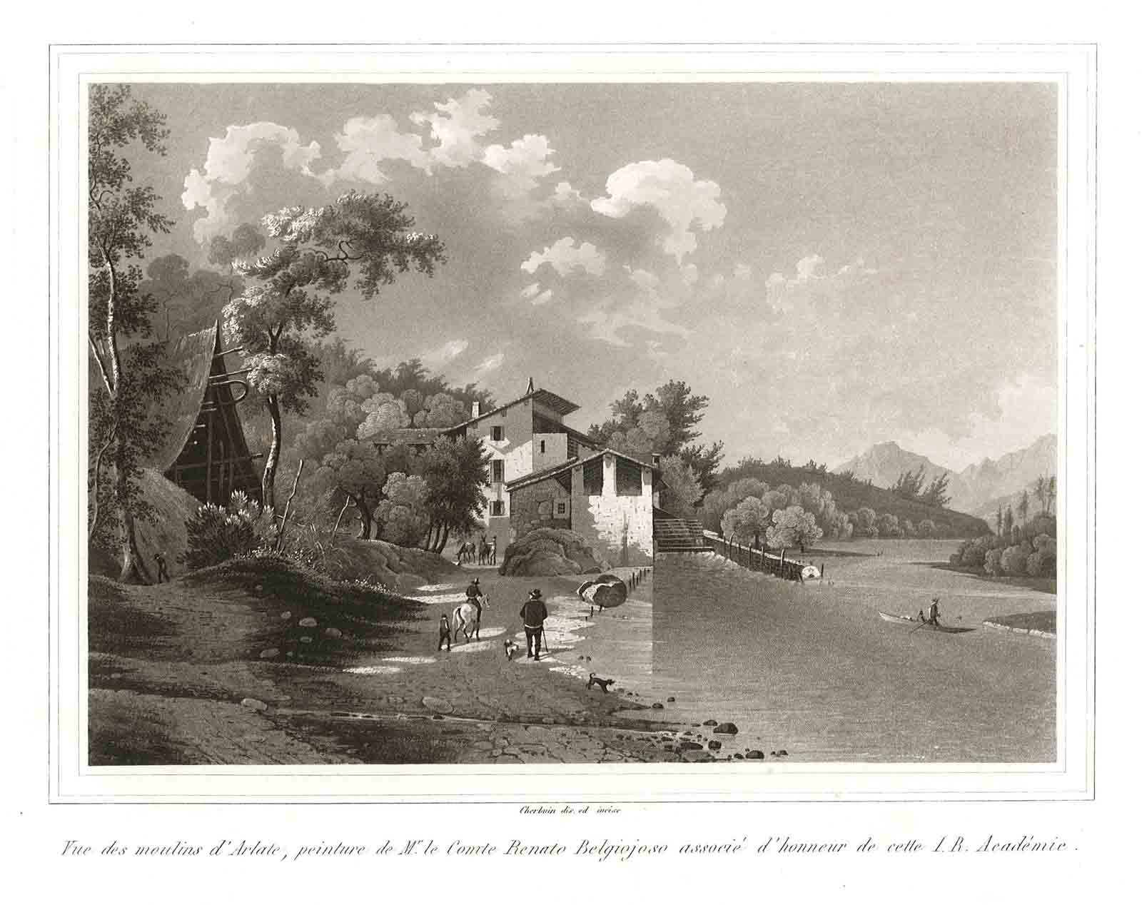 Vue des moulins d' Arlate, peinture de M.r le Comte …