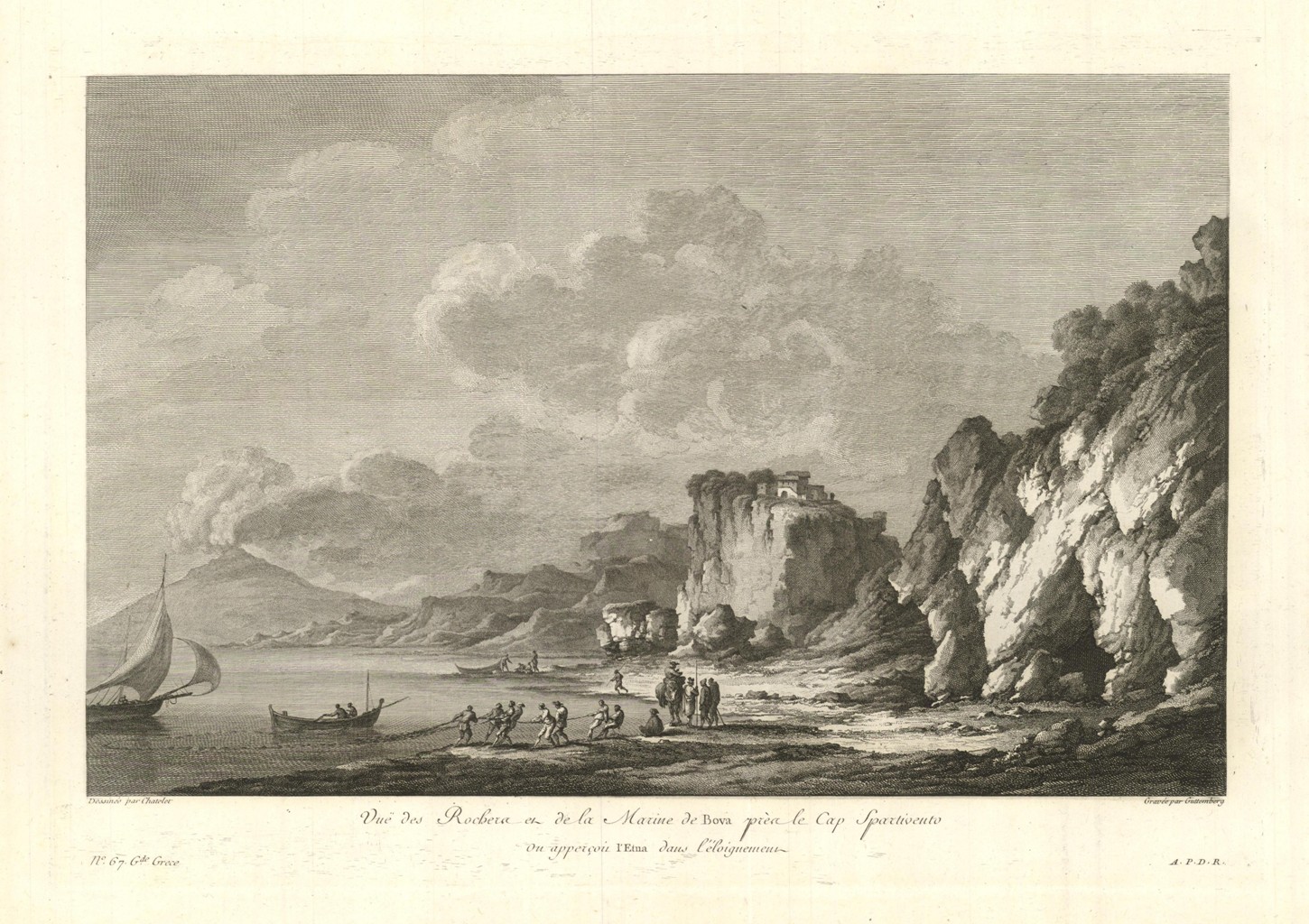 Vue des Rochers et de la Marine de Bova près …