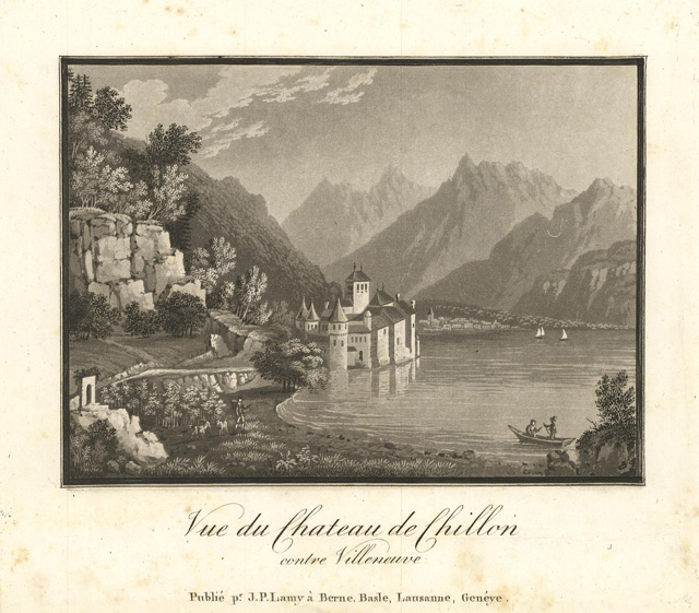 Vue du Chateau de Chillon contre Villeneuve
