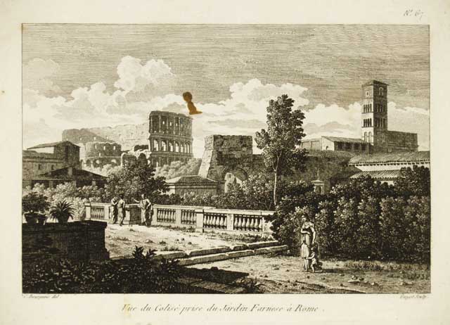 Vue du Colisé prise du jardin Farnese à Rome