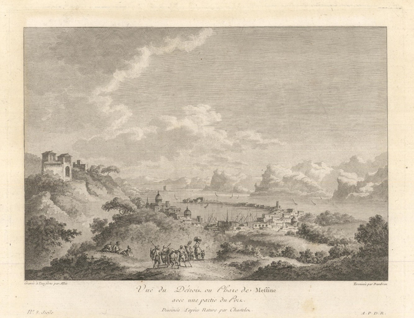 Vue du Detroit ou Phare de Messine avec une partie …