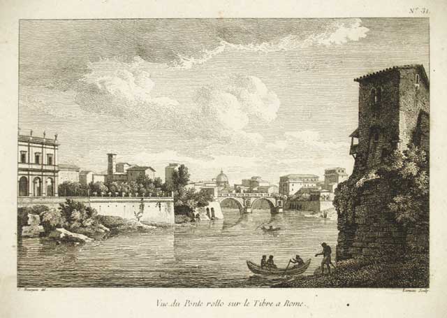 Vue du Ponte Rotto sur le Tibre a Rome