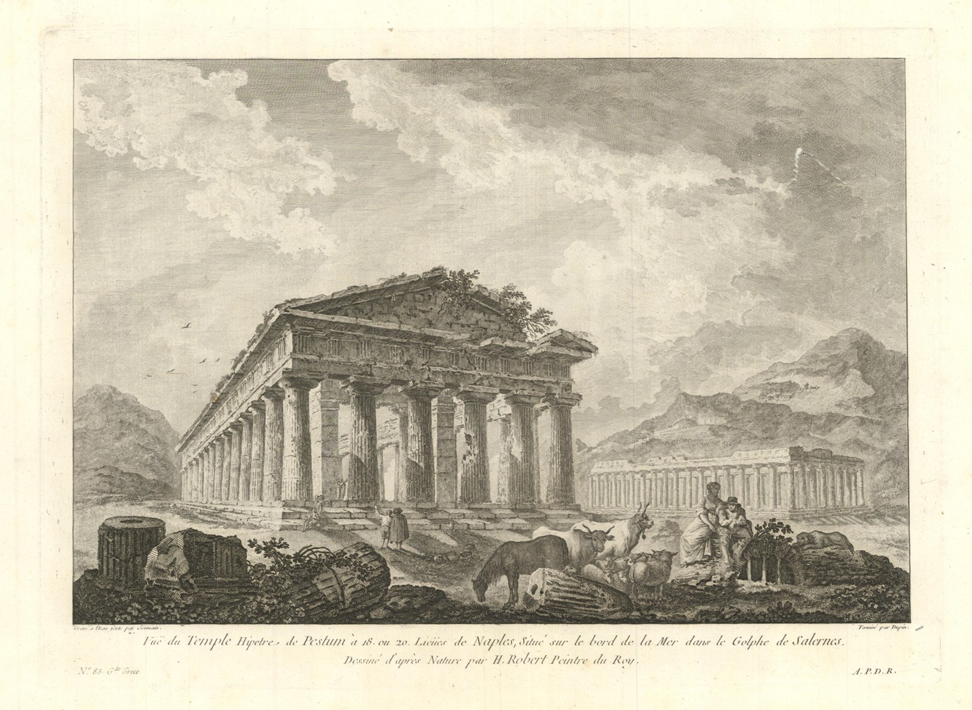 Vue du Temple Hipetre de Paestum a 18 ou 20 …
