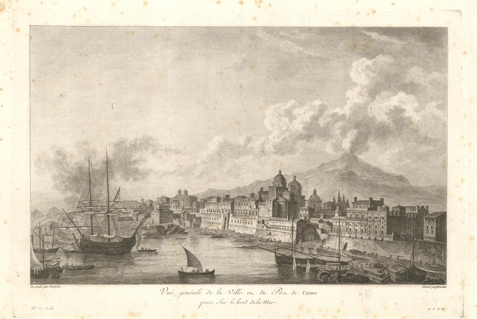 Vue generale de la Ville et du Port de Catane …