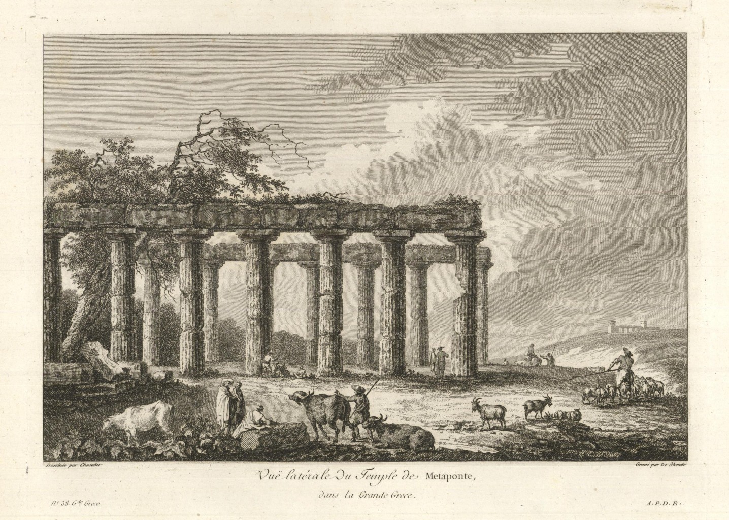 Vue latèrale du Temple de Metaponte dans la Grande Grece