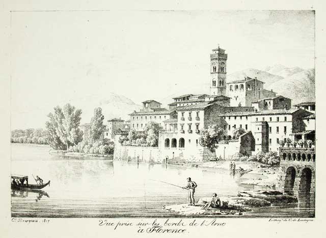 Vue prise sur le bords de l'Arno à Florence