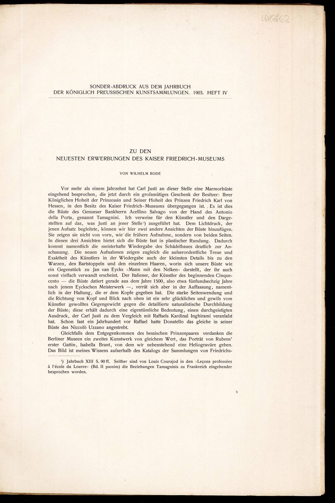 Zu den neuesten erwerbungen des kaiser friedrich-museums