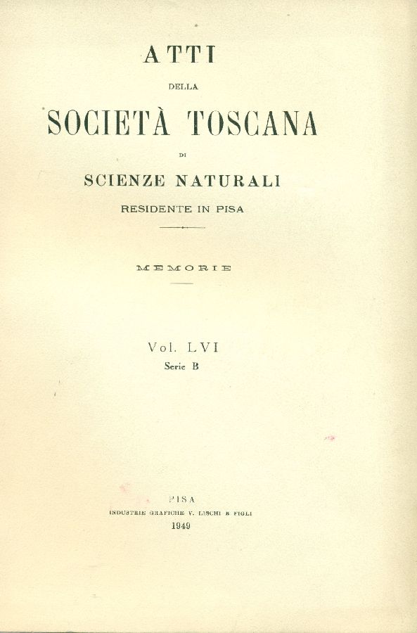 Atti della Società Toscana di Scienze Naturali residente in Pisa. …