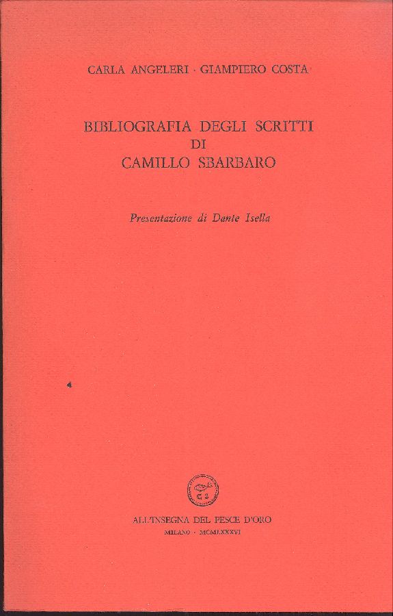 Bibliografia degli scritti di Camillo Sbarbaro