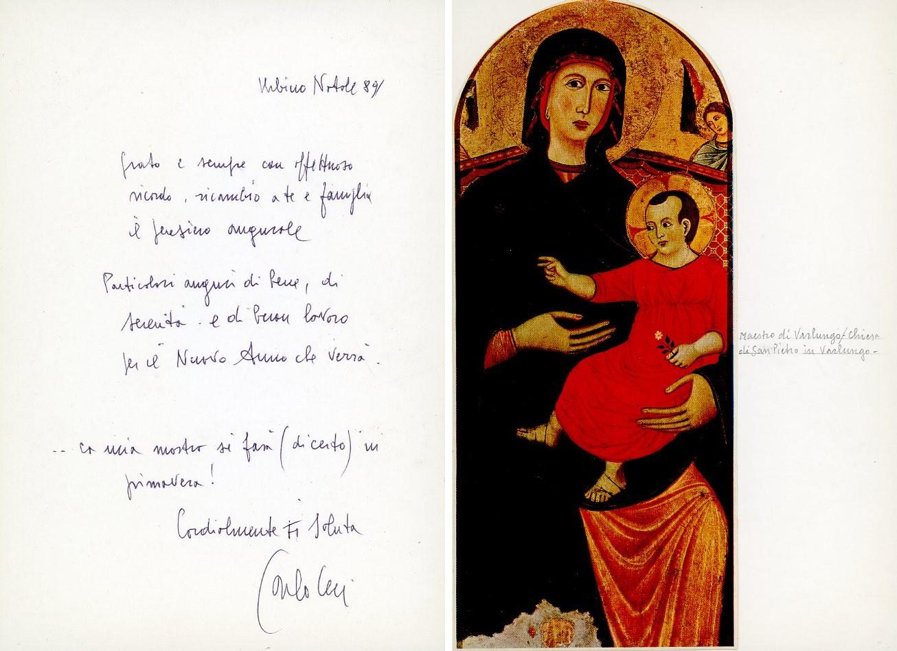 Biglietto augurale autografo, 1989