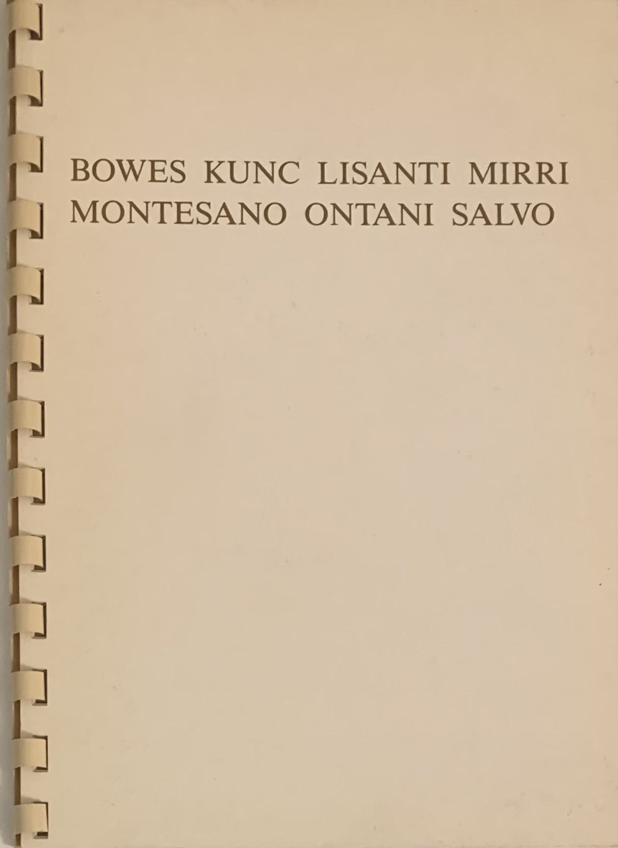 Bowes Kunc Lisanti Mirri Montesano Ontani Salvo