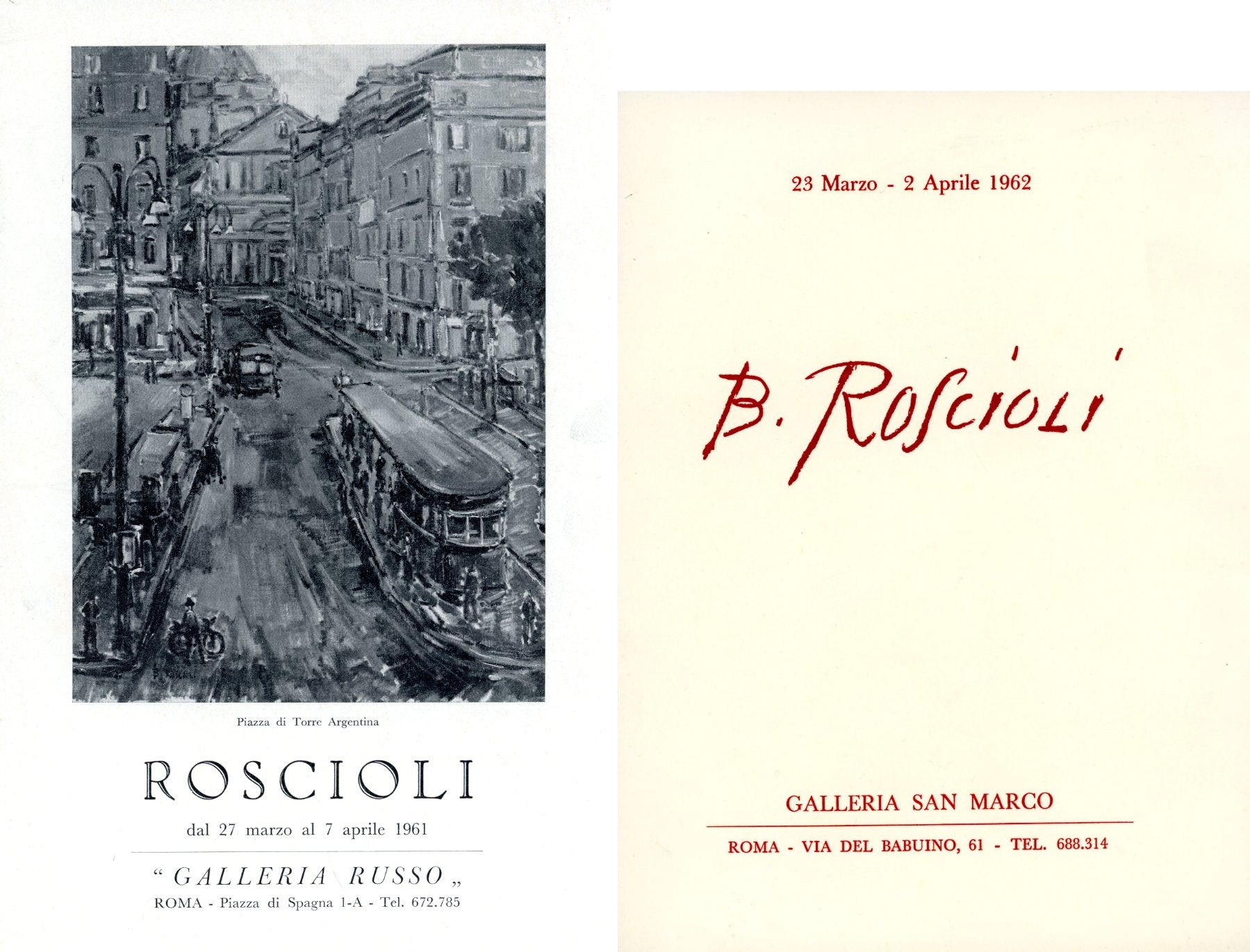 Bruno Roscioli. Galleria Russo 1961