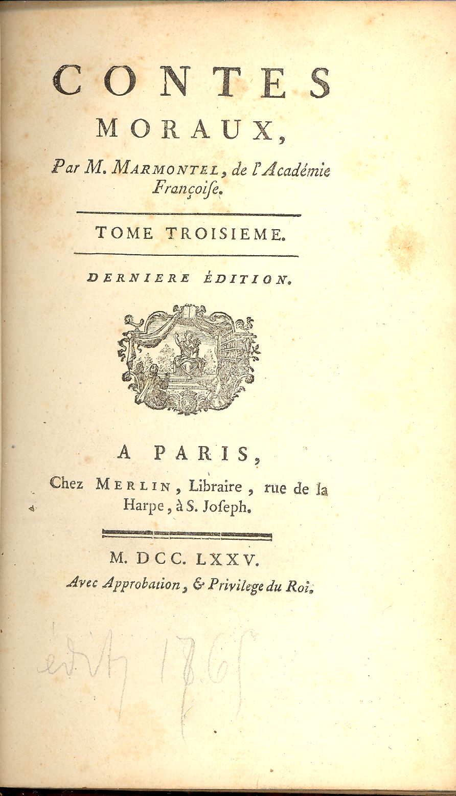 Contes Moraux. Tome troisieme