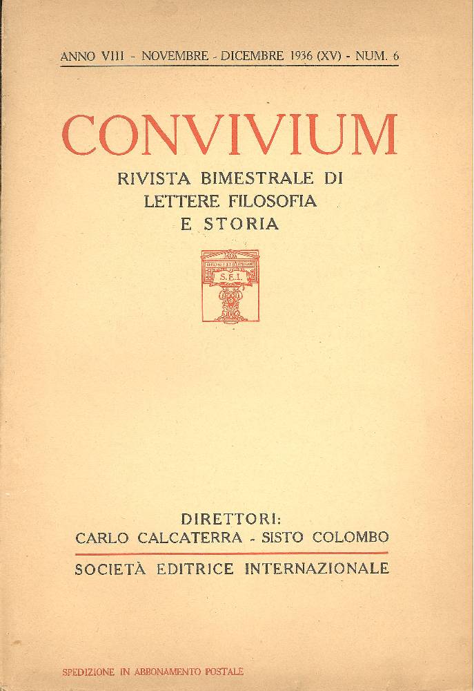 Convivium. Novembre/Dicembre 1936.