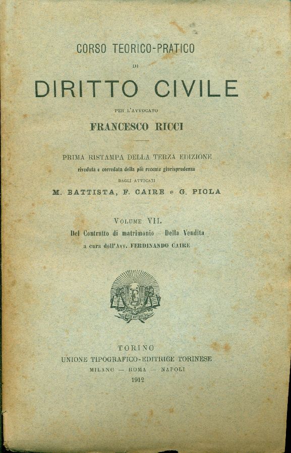 Corso teorico-pratico di diritto civile. Vol. VII: Del Contratto di …