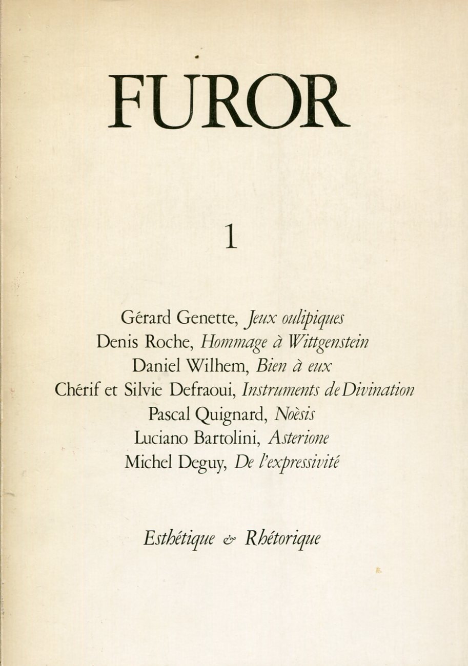 Furor 1. Octobre 1980. Esthetique et Rhetorique