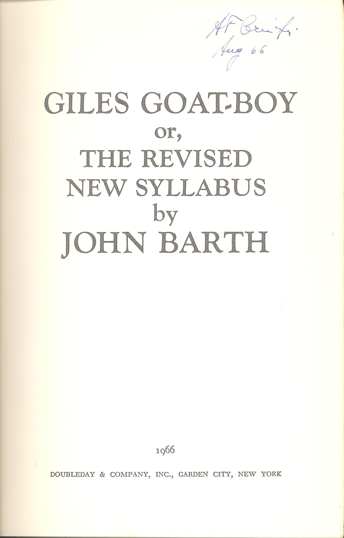 Giles goat-boy or, The Revised New Syllabus