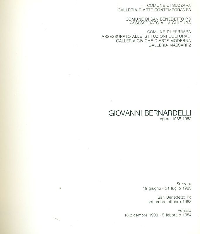Giovanni Bernardelli. Opere 1935-1982