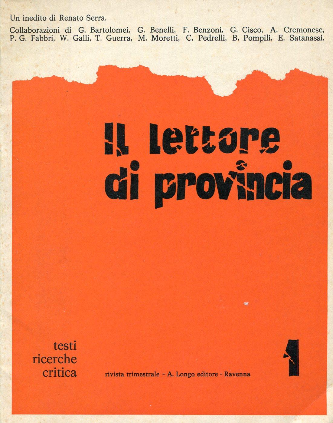 Il lettore di provincia. Anno I, fascicolo 1, giugno 1970